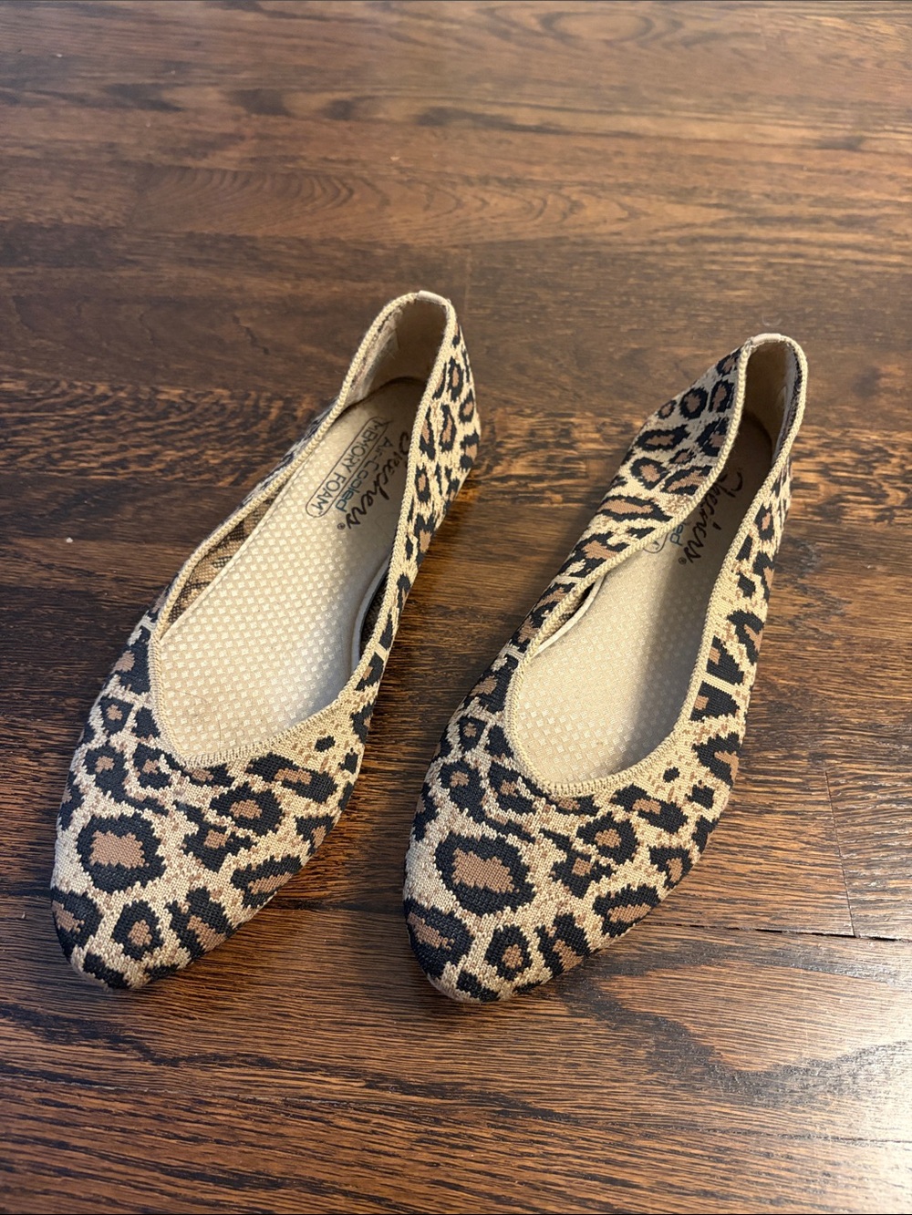 Skechers Leopard Knit Ballet Flats in Tan and Black